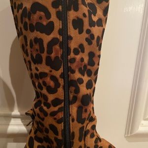 Faux Suede Leopard Cheetah Print Boots